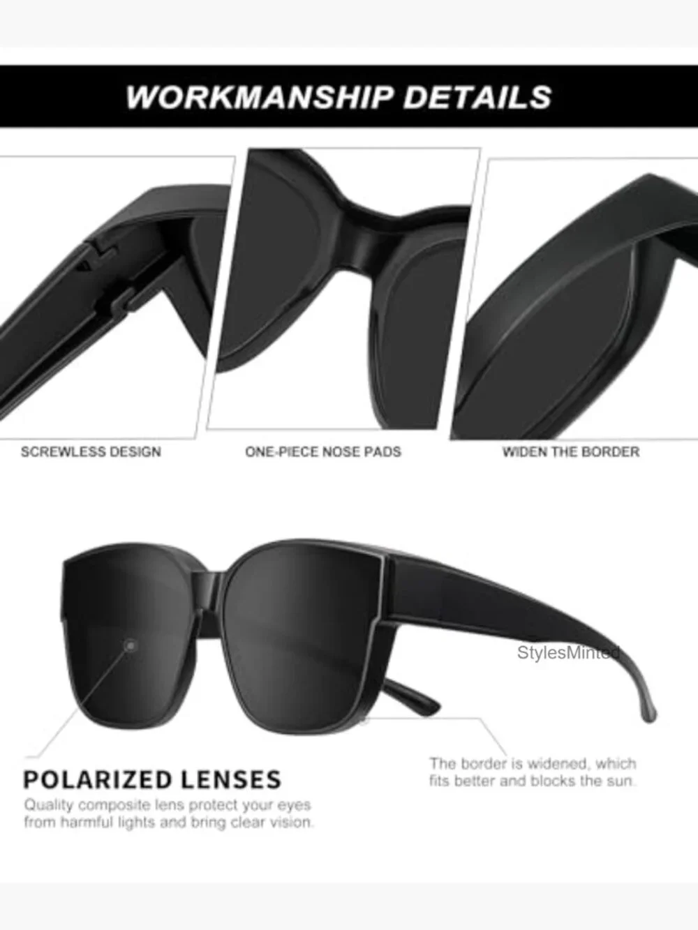 Fit-Over-Glasses Polarized Wrap-Around Sunglasses 3 Pack UV400 Protection Men